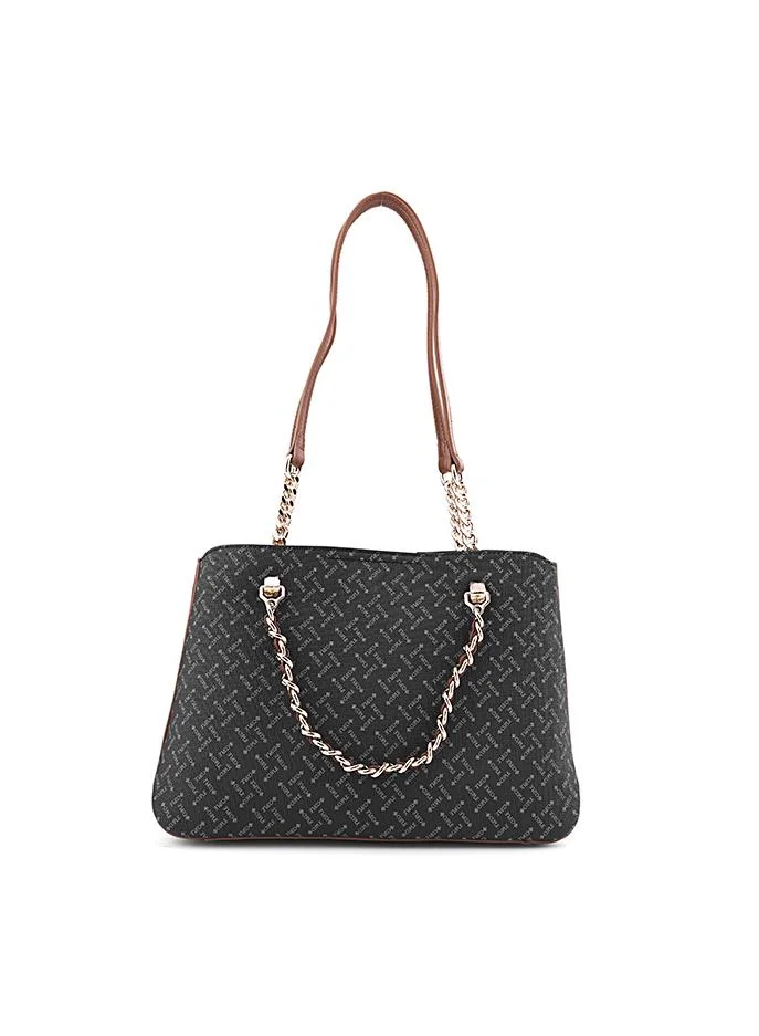 Cuple Women’s Patterned Shoulder Bag with Chain Detail